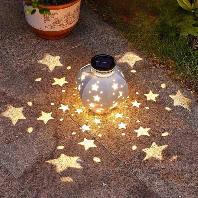Smart Garden Lighting System - โคมไฟโปรเจคเตอร์รูปดาวสำหรับสวน ไฟโซลาร์แขวนกลางแจ้ง โคมไฟโซลาร์แบบแขวนย้อนยุค พร้อมหูหิ้ว ตกแต่งสวนภายนอก