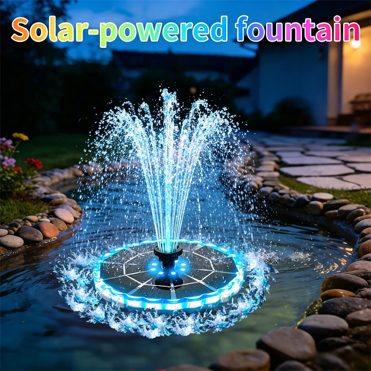 Smart Garden Lighting System - น้ำพุพลังงานแสงอาทิตย์ 3.5W สำหรับสวน บ่อน้ำในร่ม ชุดปั๊มน้ำพุพลังงานแสงอาทิตย์ พร้อมหัวฉีด