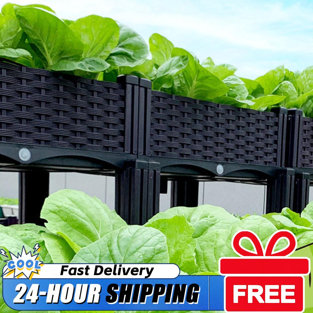 Smart Garden Storage - กระถางปลูกต้นไม้พลาสติกแบบยกสูงพร้อมขาตั้ง มีรูระบายน้ำ กล่องเพาะชำ ยกสูงสำหรับสวน ลานบ้าน ระเบียง