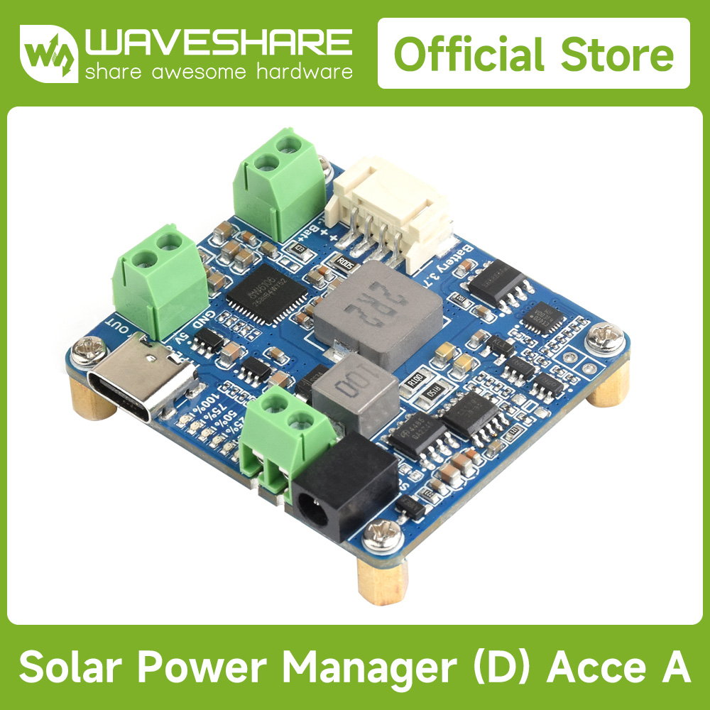 Smart Garden Arduino - โมดูลผู้จัดการพลังงานแสงอาทิตย์เวฟแชร์(D) รองรับแผงโซลาร์เซลล์ 6V~ 24V และอะแดปเตอร์แปลงไฟประเภท-C, 5V/3A