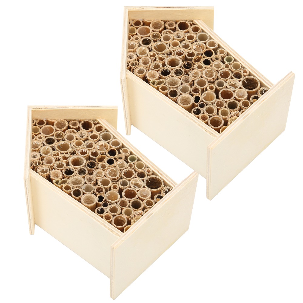 Insect Hotel Wood - บ้านไม้สำหรับผึ้ง 2 ชิ้น ของขวัญสุดพิเศษ ปลอดสารพิษ ติดผนังได้