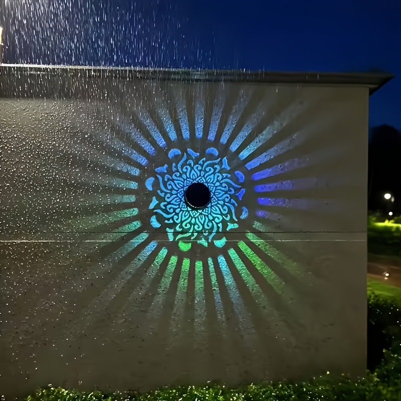 Smart Garden Lighting System - โคมไฟติดผนัง LED พลังงานแสงอาทิตย์ ลายแมนดาลา กันน้ำ สำหรับตกแต่งสวน